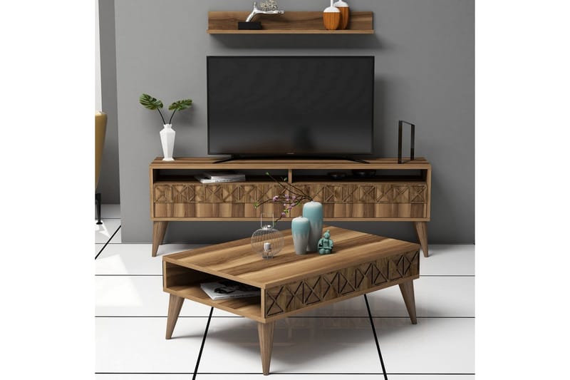 Muennink Vardagsrumsset 150 cm - Valnöt - Möbler - Tv möbel & mediamöbel - TV-möbelset