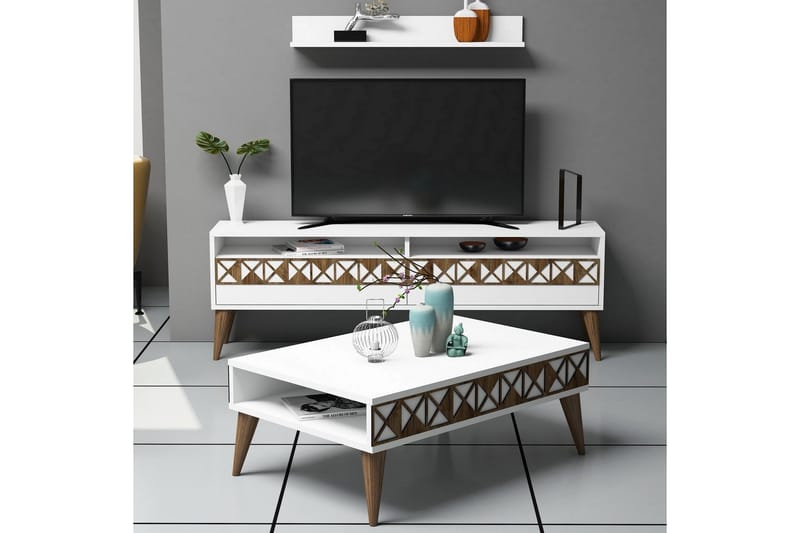 Muennink Vardagsrumsset 150 cm - Vit - Möbler - Tv möbel & mediamöbel - TV-möbelset