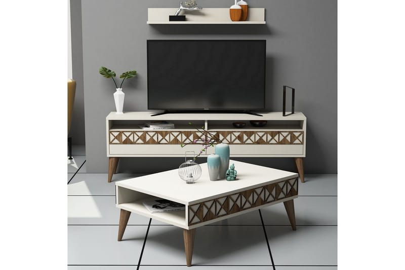 Muennink Vardagsrumsset 150 cm, Vit/Brun