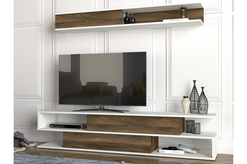 Myane Mediaförvaring - Vit/Valnöt - Möbler - Tv möbel & mediamöbel - TV-möbelset