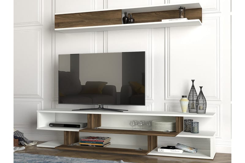 Myane Mediaförvaring - Vit/Valnöt - Möbler - Tv möbel & mediamöbel - TV-möbelset