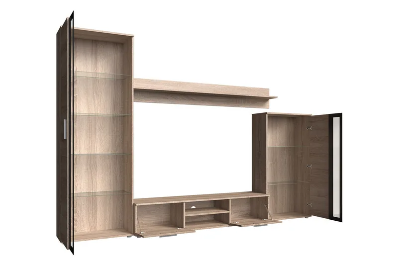 Olerum TV-möbelset - Ek/Svart/Led-Belysning - Möbler - Tv möbel & mediamöbel - TV-möbelset