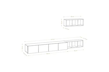 Pa Tv-möbelset 215x32 cm Vit/Brun - Hanah Home - Möbler - Tv möbel & mediamöbel - TV-möbelset