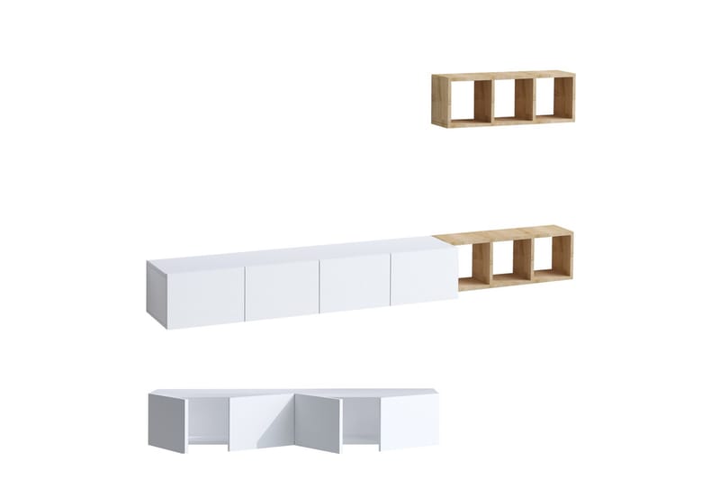 Pa Tv-möbelset 215x32 cm Vit/Brun - Hanah Home - Möbler - Tv möbel & mediamöbel - TV-möbelset