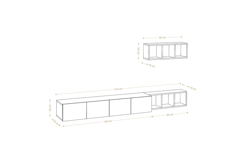 Pa Tv-möbelset 215x32 cm Vit/Brun - Hanah Home - Möbler - Tv möbel & mediamöbel - TV-möbelset