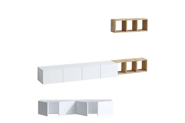 Pa Tv-möbelset 215x32 cm Vit/Brun - Hanah Home - Möbler - Tv möbel & mediamöbel - TV-möbelset