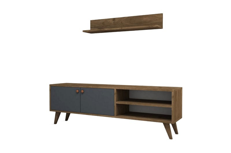 Puqa Design Tv-bänk - Valnöt/Mörkgrå - Möbler - Tv möbel & mediamöbel - TV-möbelset