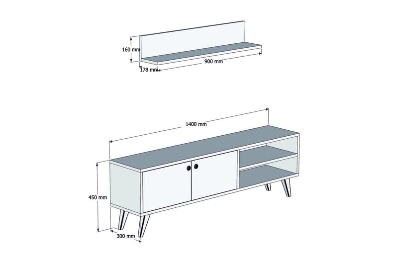 Puqa Design Tv-bänk - Valnöt/Mörkgrå - Möbler - Tv möbel & mediamöbel - TV-möbelset