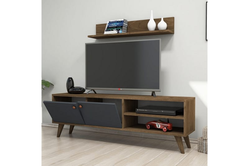 Puqa Design Tv-bänk - Valnöt/Mörkgrå - Möbler - Tv möbel & mediamöbel - TV-möbelset