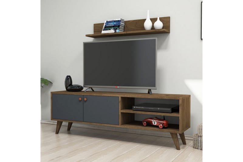 Puqa Design Tv-bänk - Valnöt/Mörkgrå - Möbler - Tv möbel & mediamöbel - TV-möbelset