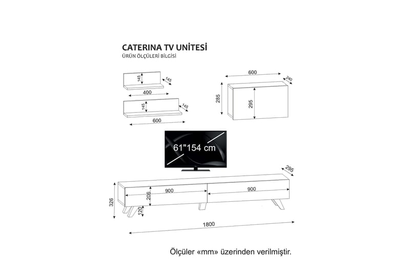 Qatarina Tv-bänk - Vit/Valnöt - TV-möbelset