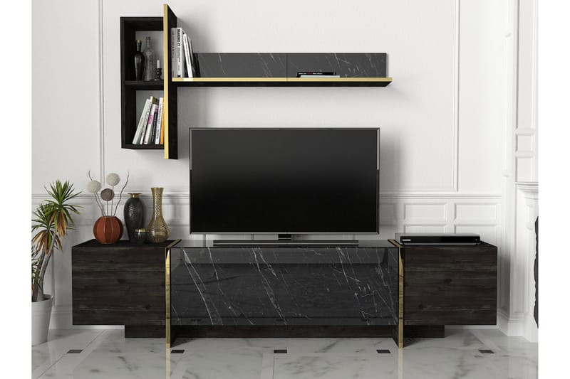 Riello TV-Möbelset 180 cm - Svart|Guld - TV-möbelset