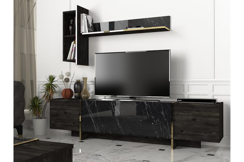 Riello TV-Möbelset 180 cm - Svart|Guld - TV-möbelset