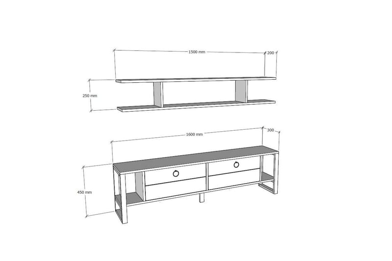 Rinorea Tv-möbelset 160x45 cm - Blå - Möbler - Tv möbel & mediamöbel - TV-möbelset