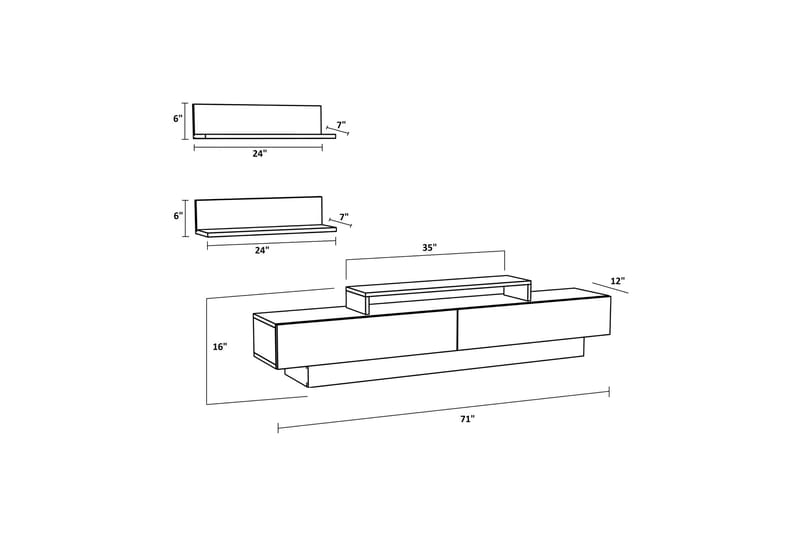 Rinorea Tv-möbelset 180x40 cm - Vit - TV-möbelset