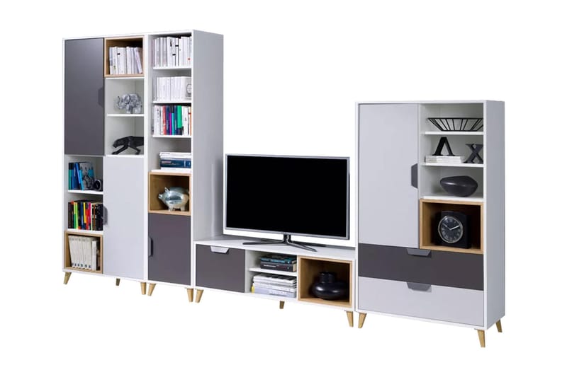 Sayuki Tv-möbelset 120 cm - Vit/Grå - Möbler - Tv möbel & mediamöbel - TV-möbelset