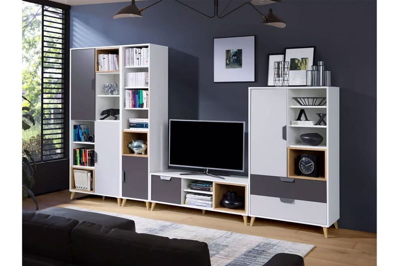 Sayuki Tv-möbelset 120 cm - Vit/Grå - Möbler - Tv möbel & mediamöbel - TV-möbelset