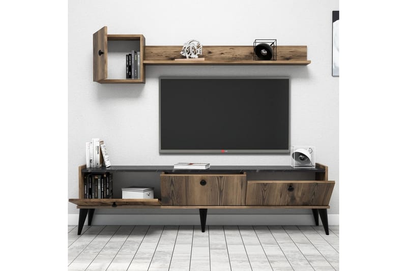 Sharod TV-Möbelset 180 cm - Valnöt/Marmor - Möbler - Tv möbel & mediamöbel - TV-möbelset