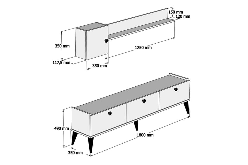 Sharod TV-Möbelset 180 cm - Valnöt/Marmor - Möbler - Tv möbel & mediamöbel - TV-möbelset