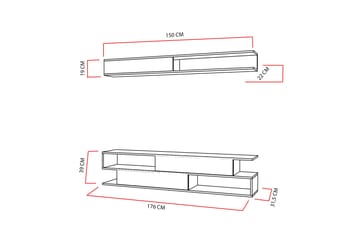 Simsaur Tv-bänk med Hylla - Vit/Teak - Möbler - Tv möbel & mediamöbel - TV-möbelset