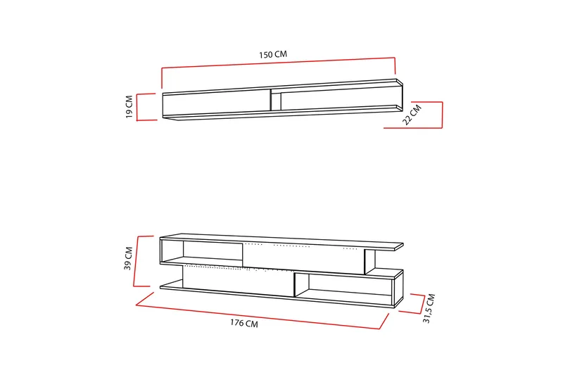 Simsaur Tv-bänk med Hylla - Vit/Teak - Möbler - Tv möbel & mediamöbel - TV-möbelset
