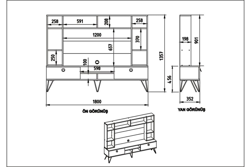 Sincerely TV-Möbelset 180 cm - Valnöt|Svart - Möbler - Tv möbel & mediamöbel - TV-möbelset
