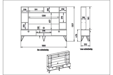 Sincerely TV-Möbelset 180 cm - Valnöt|Svart - Möbler - Tv möbel & mediamöbel - TV-möbelset