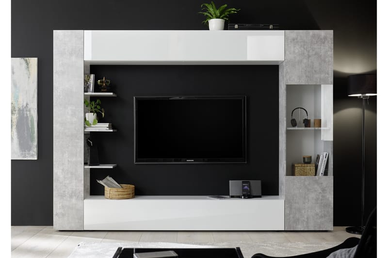 Sorano Modern TV-möbelset 295 cm - Vit/Grå - TV-möbelset