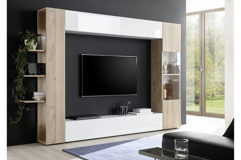Sorano Modern TV-möbelset 295 cm - Vit/Trä - TV-möbelset