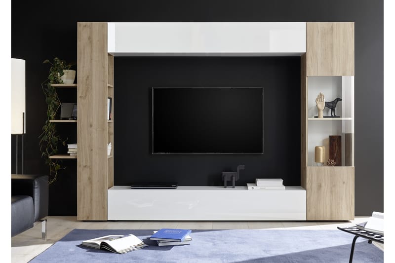 Sorano Modern TV-möbelset 295 cm - Vit/Trä - TV-möbelset