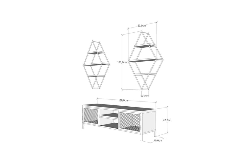 Tebbs TV-Möbelset 150 cm - Trä/Natur/Svart - TV-möbelset