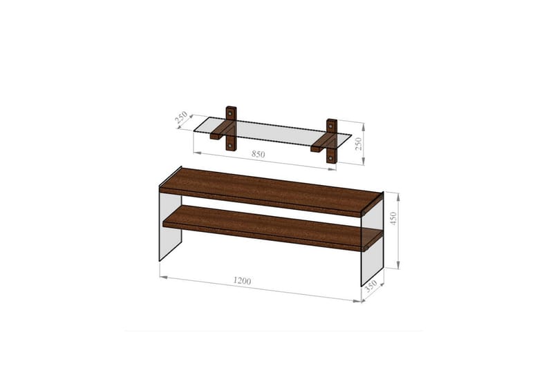 Teenie TV-Möbelset 45 cm - Valnöt - TV-möbelset