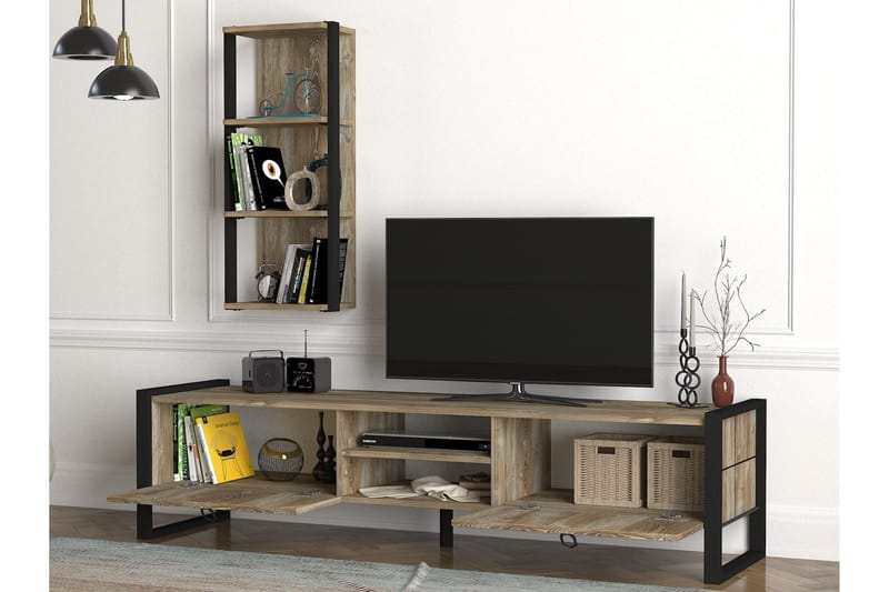 Tera Home Tv-bänk Med Vägghylla - Beige - TV-möbelset