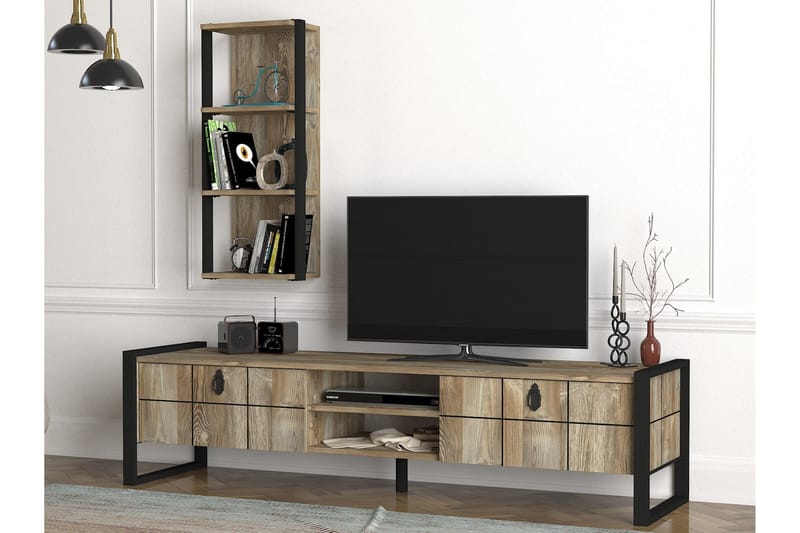 Tera Home Tv-bänk Med Vägghylla - Beige - TV-möbelset