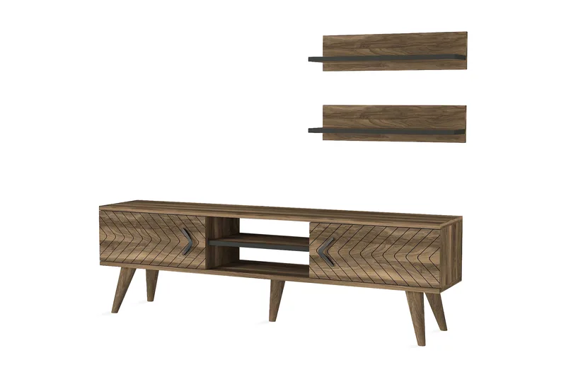 Tera Home Tv-bänk med Vägghylla - Valnöt - Möbler - Tv möbel & mediamöbel - TV-möbelset
