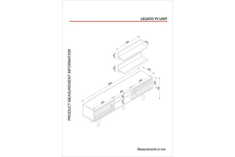 Tera Home Tv-bänk med Vägghylla - Valnöt - Möbler - Tv möbel & mediamöbel - TV-möbelset