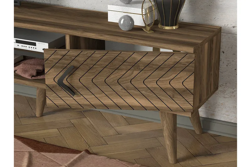 Tera Home Tv-bänk med Vägghylla - Valnöt - Möbler - Tv möbel & mediamöbel - TV-möbelset