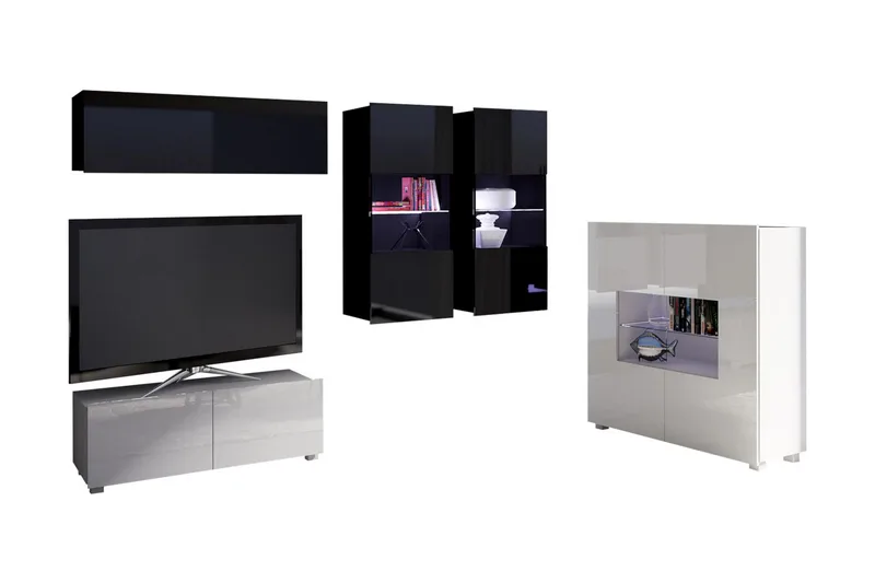 Tessan TV-möbelset & vitrinskåp - Svart/Vit - Möbler - Tv möbel & mediamöbel - TV-möbelset
