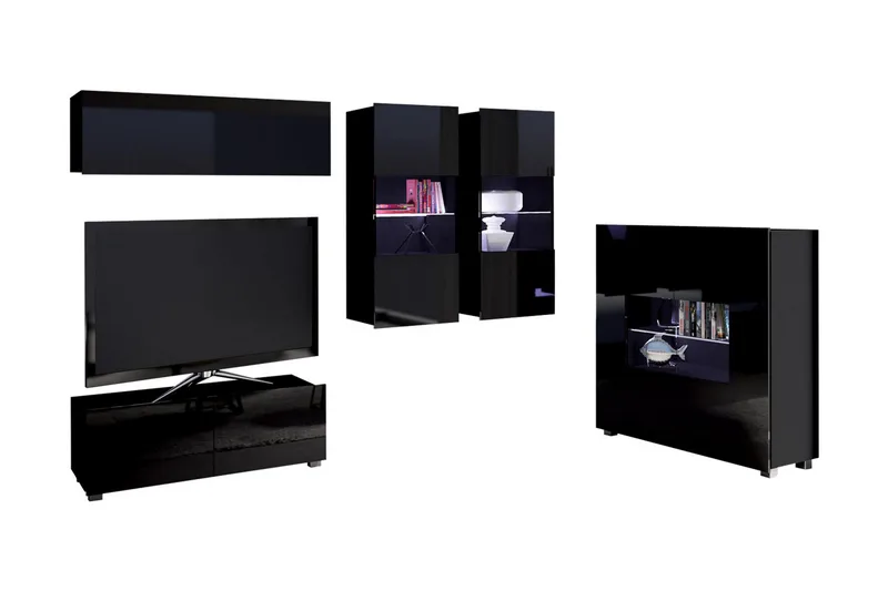 Tessan TV-möbelset & vitrinskåp - Svart/Vit - Möbler - Tv möbel & mediamöbel - TV-möbelset