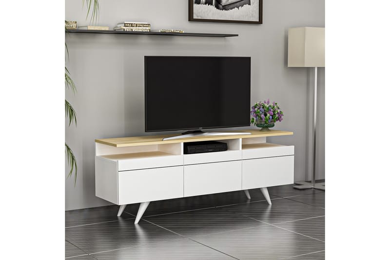 TV-möbelset 35x150 cm 3 Skåp - Vit - Möbler - Tv möbel & mediamöbel - TV-möbelset