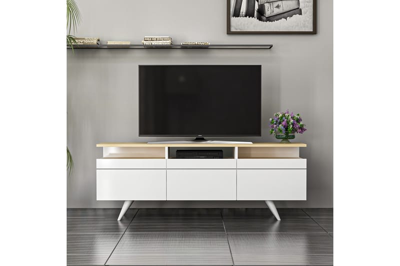 TV-möbelset 35x150 cm 3 Skåp - Vit - Möbler - Tv möbel & mediamöbel - TV-möbelset