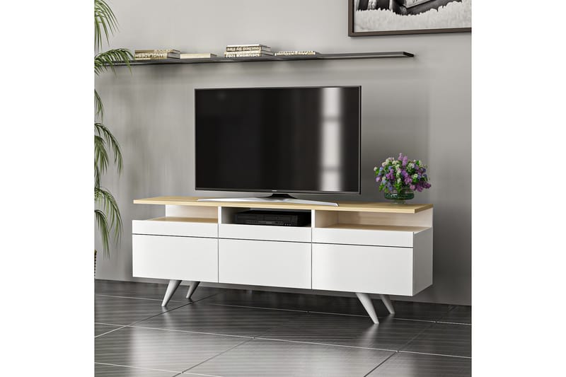 TV-möbelset 35x150 cm 3 Skåp - Vit - Möbler - Tv möbel & mediamöbel - TV-möbelset