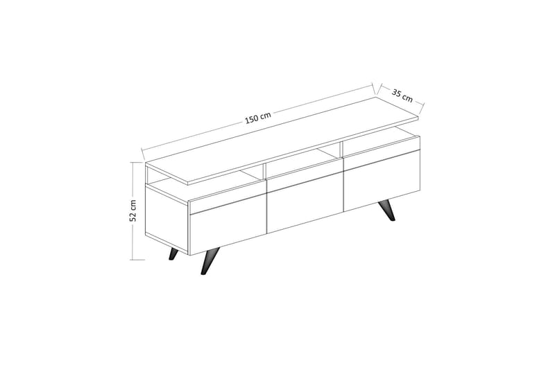 TV-möbelset 35x150 cm 3 Skåp - Vit - Möbler - Tv möbel & mediamöbel - TV-möbelset