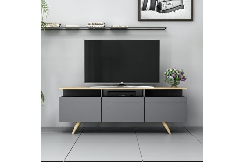 TV-möbelset 35x150 cm - Antracit/Natur - TV-möbelset