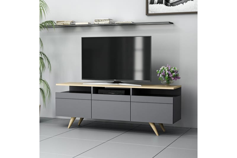 TV-möbelset 35x150 cm - Antracit/Natur - TV-möbelset
