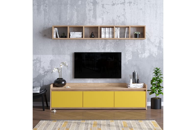 TV-möbelset 35x150 cm - Natur/Gul - Möbler - Tv möbel & mediamöbel - TV-möbelset