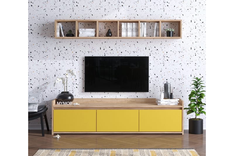 TV-möbelset 35x150 cm - Natur/Gul - Möbler - Tv möbel & mediamöbel - TV-möbelset