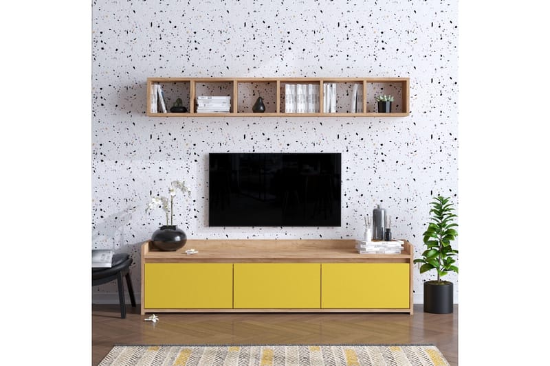 TV-möbelset 35x150 cm - Natur/Gul - Möbler - Tv möbel & mediamöbel - TV-möbelset
