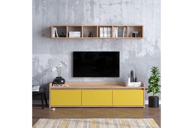 TV-möbelset 35x150 cm - Natur/Gul - Möbler - Tv möbel & mediamöbel - TV-möbelset
