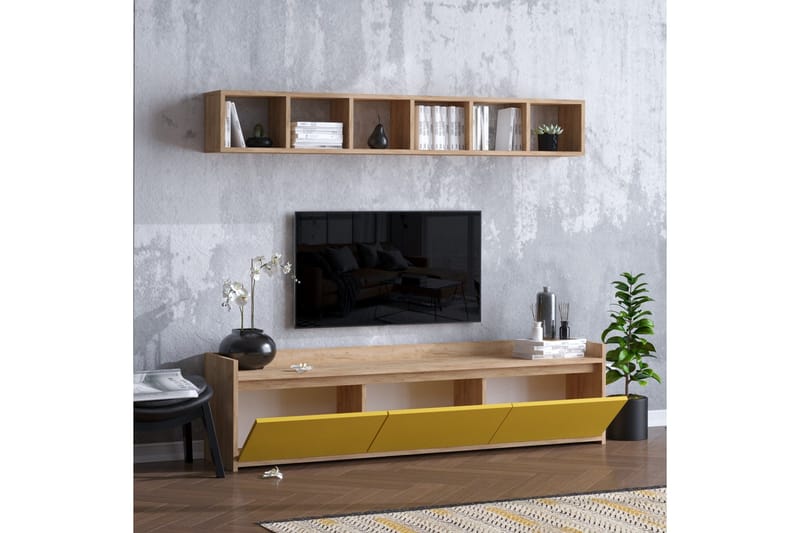 TV-möbelset 35x150 cm - Natur/Gul - Möbler - Tv möbel & mediamöbel - TV-möbelset